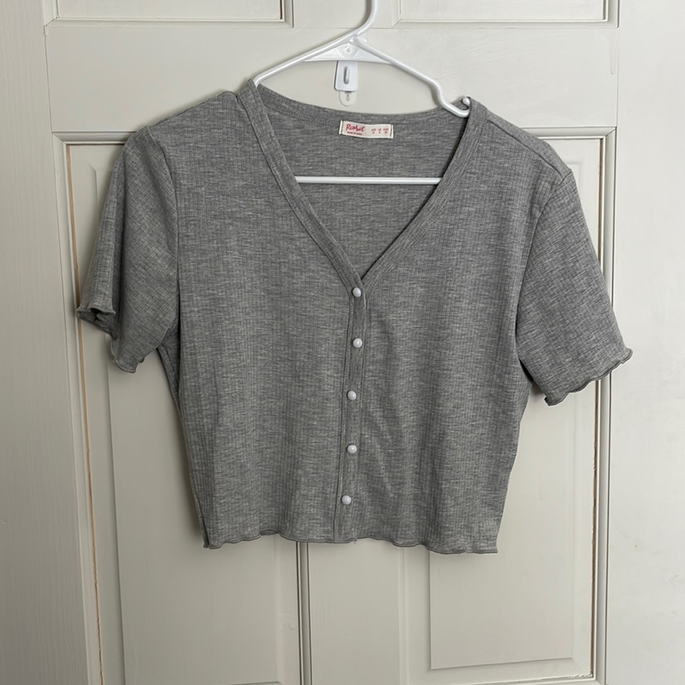 Grey button t shirt
